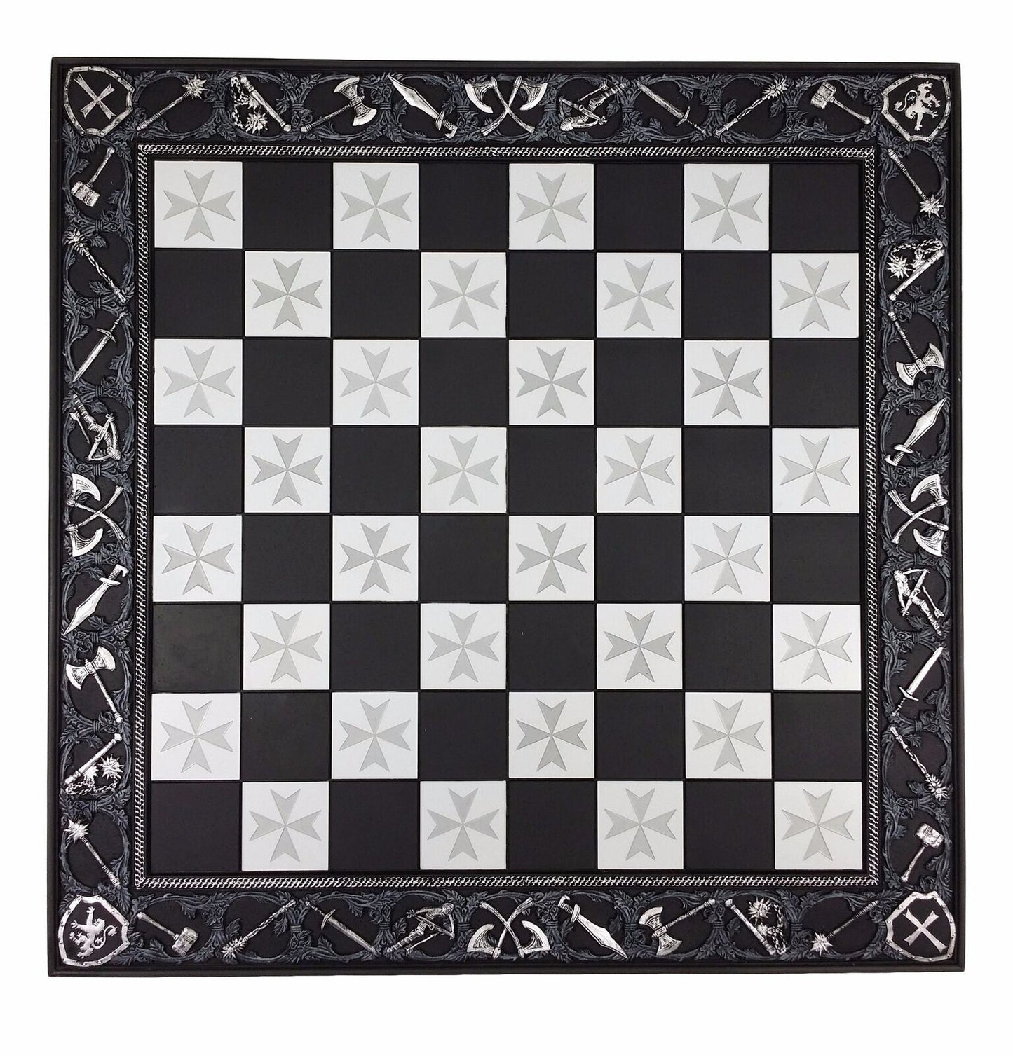 17" Medieval Times Crusades Maltese Cross Chess Board Black W 1 5/8" Squares