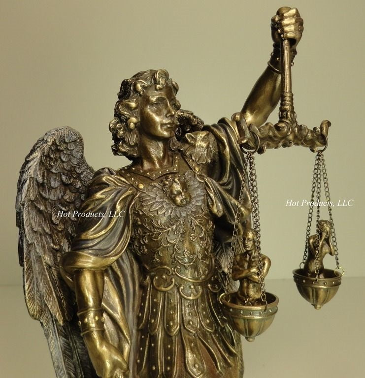 Saint Michael Archangel Weighing Souls Angel Statue Sculpture Bronze Color