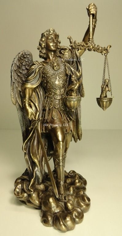 Saint Michael Archangel Weighing Souls Angel Statue Sculpture Bronze Color