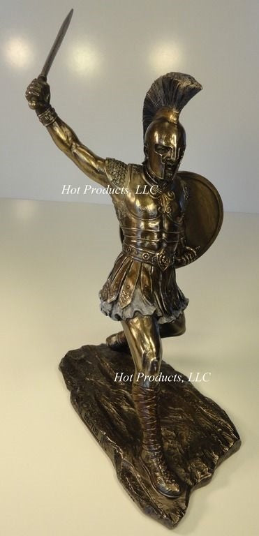 11.5" Hector of Troy W/ Sword & Shield Greek Mythology Statue Bronze Color