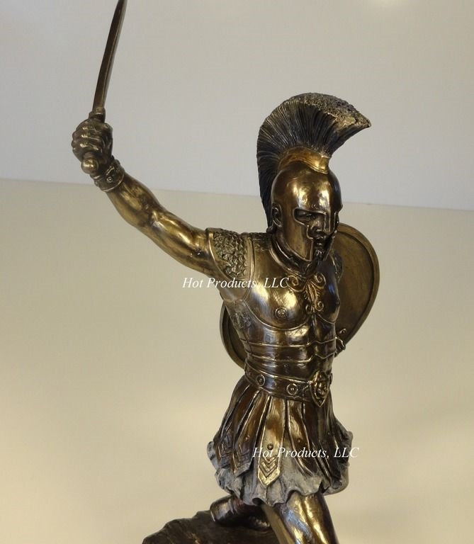 11.5" Hector of Troy W/ Sword & Shield Greek Mythology Statue Bronze Color