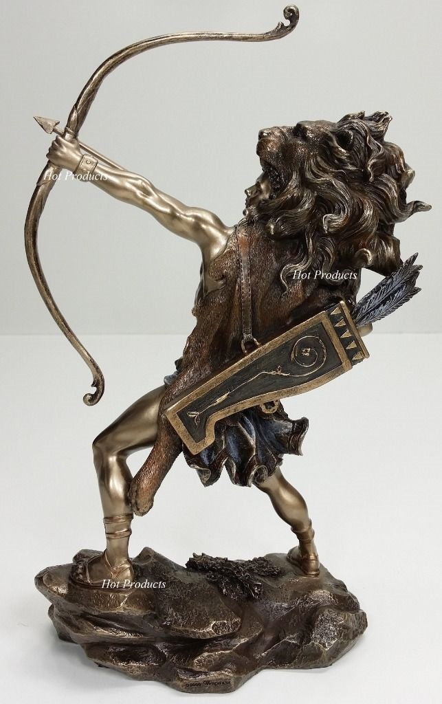 Hercules W Bow & Nemean Lion Skin Greek Mythology Statue Bronze Finish Sculpture