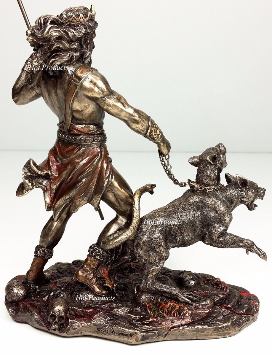 HADES & CERBERUS Greek Mythology God of the Underworld Statue Bronze Color