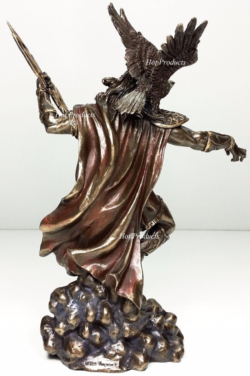 King Zeus God of Thunder W Lightning Bolt Greek Mythology Statue Bronze Finish