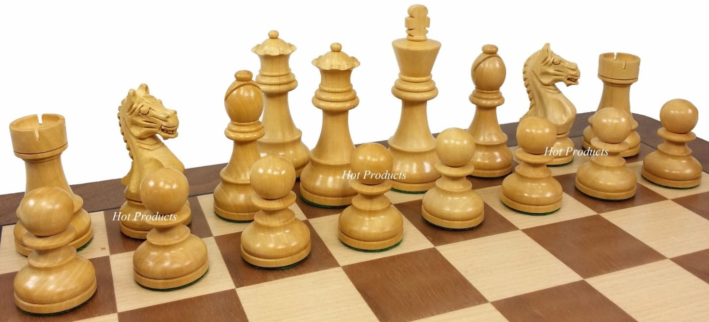 4 QN Black Supreme Knight Staunton Wood Chess Set W/ 17" Walnut & Maple Board