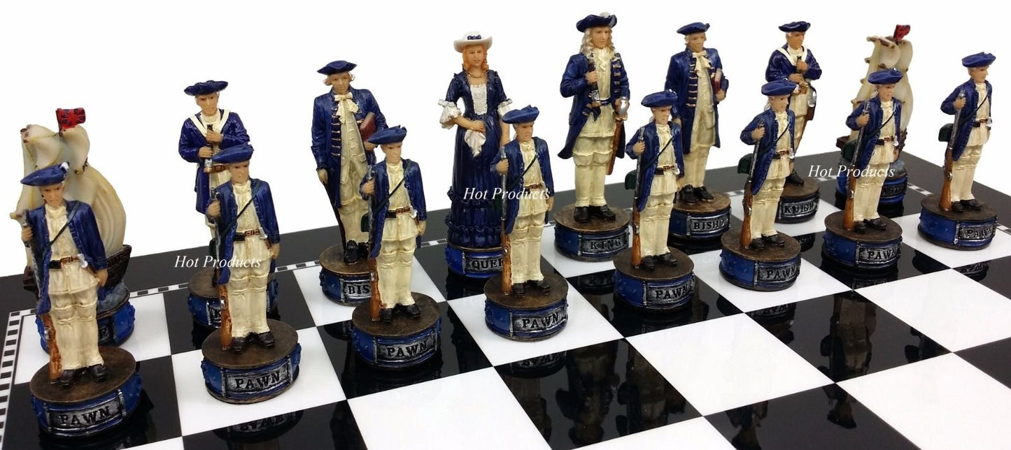 Pirates Vs Royal Navy Pirate Chess Men Set W/ 15" Black & White Gloss Board