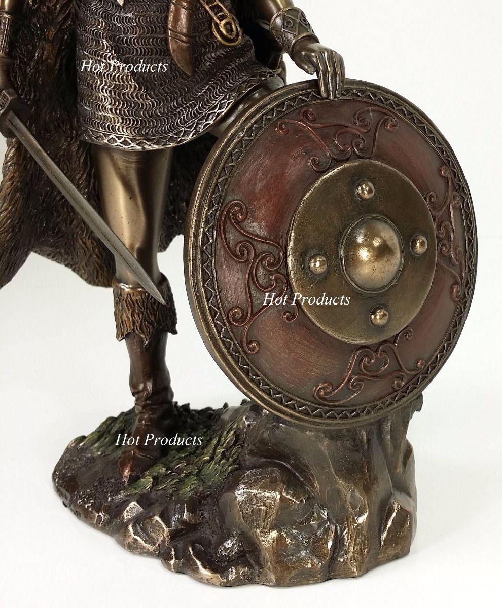 Viking Shieldmaiden Norse Mythology Statue Bronze Finish Shield Maiden