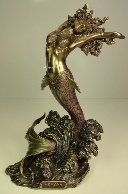 10.5" Orisha Yemaya Ocean Goddess Yoruba African Statue Sculpture Bronze Finish