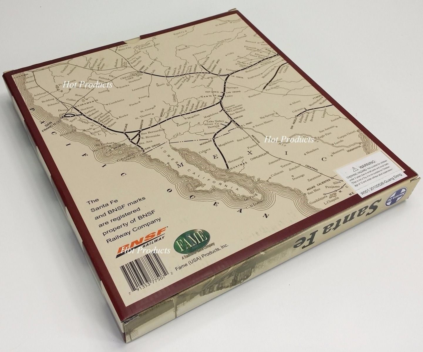 BNSF Santa Fe Railroad TRAIN Chess Set W 18" Gloss Cherry Color Board Trains