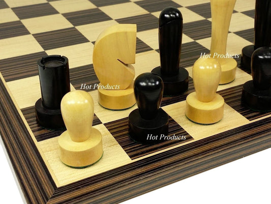4 QUEENS Staunton MODERN BERLINER Wood Chess Set BLACK & NATURAL 17" Ebony Board