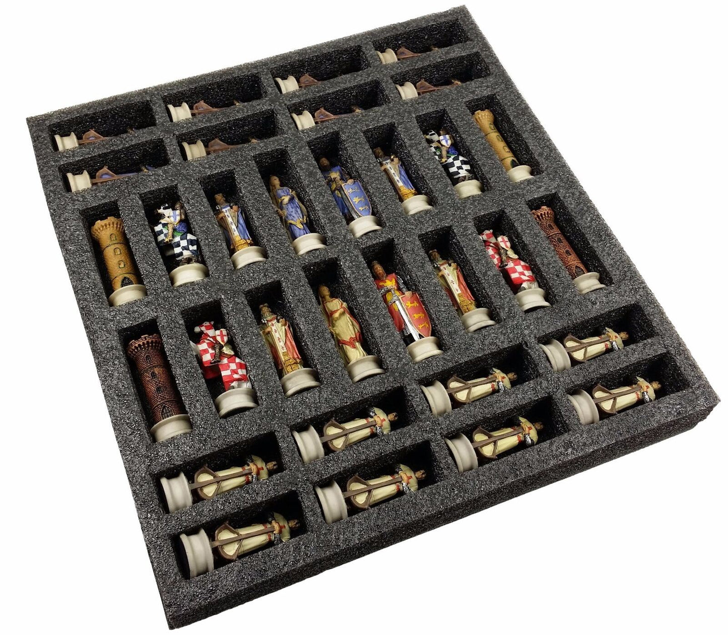 Medieval Times King Richard Painted Christian Knights Chess Set 17 Maltese Board