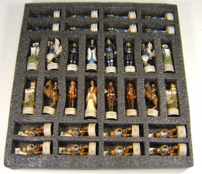 Japanese Samurai Warrior Chess Men Set 18" Walnut and Birdseye Maple Color Board