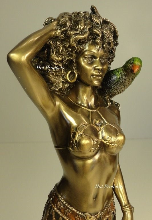 ORISHA OGGUN OSHUN God Goddess Yoruba African Statue Sculpture 9.5" Bronze color