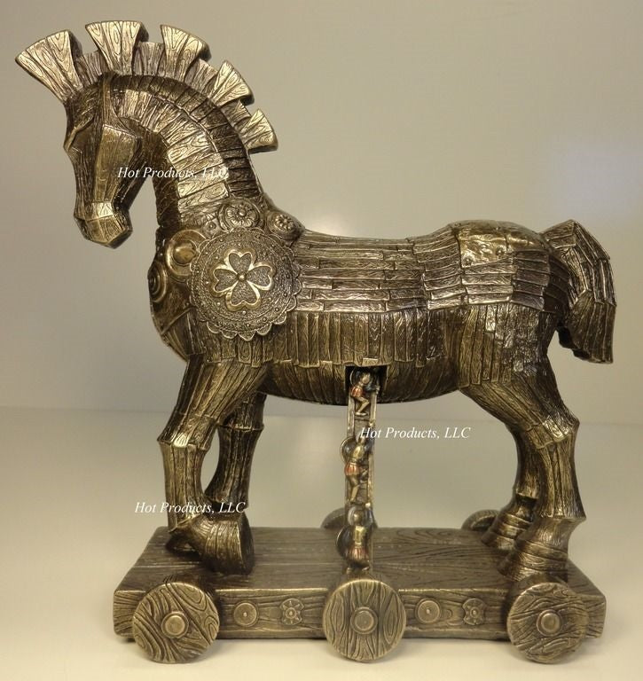 11 inch Trojan Horse Battle of Troy Greek Mythology Statue Bronze Finish