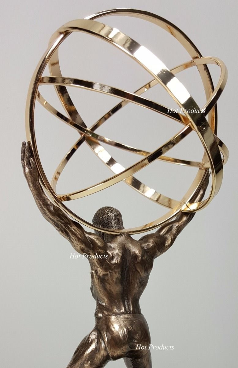 GREEK ATLAS God W/ Celestial Armillary Sphere Desktop Statue Bronze Finish