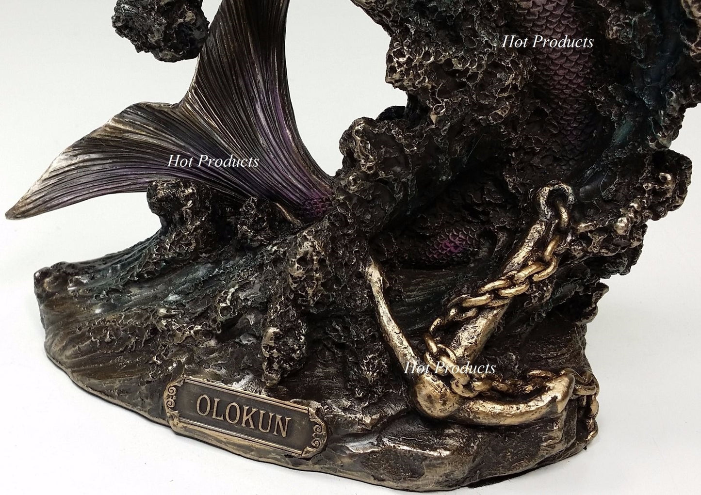 ORISHA OLOKUN God of Deep Sea Ruler of Aye Yoruba African Statue Bronze Finish