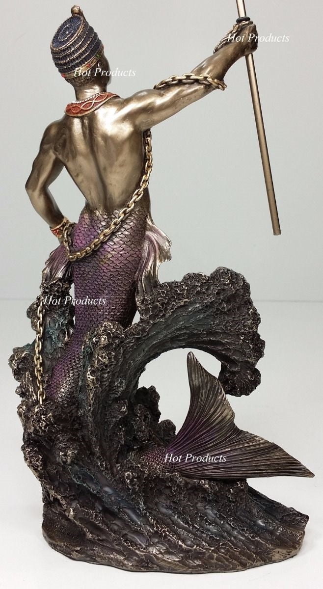 ORISHA OLOKUN God of Deep Sea Ruler of Aye Yoruba African Statue Bronze Finish