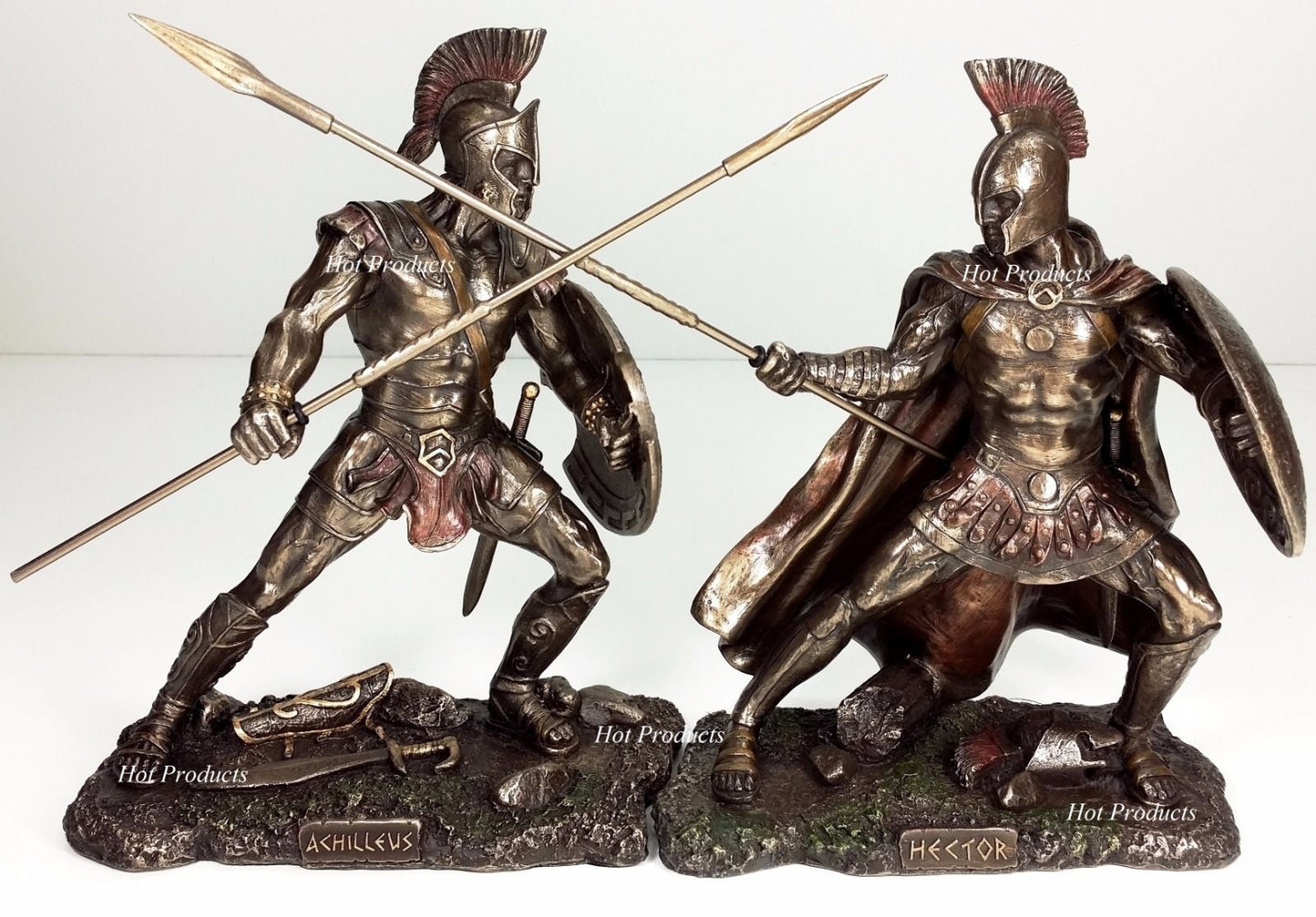 ACHILLES vs HECTOR Battle of Troy Greek Mythology Sculpture Statue Bronze Finish