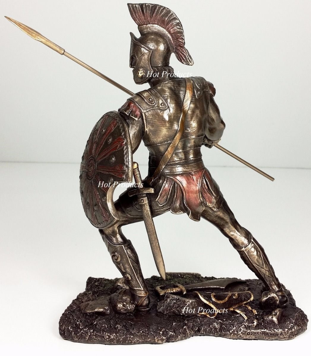 ACHILLES W/ Spear & Shield GREEK MYTHOLOGY Sculpture Statue Bronze Color