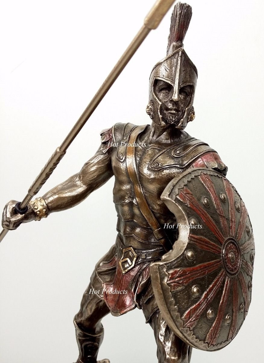 ACHILLES W/ Spear & Shield GREEK MYTHOLOGY Sculpture Statue Bronze Color