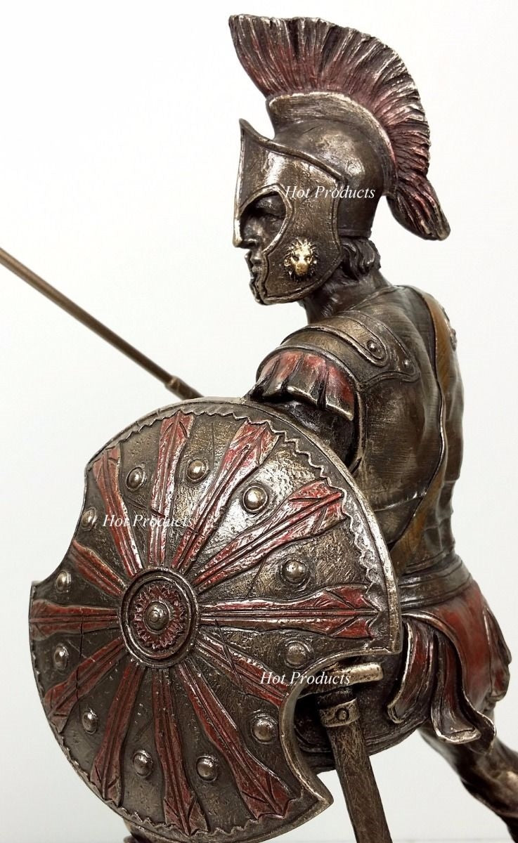 ACHILLES W/ Spear & Shield GREEK MYTHOLOGY Sculpture Statue Bronze Color