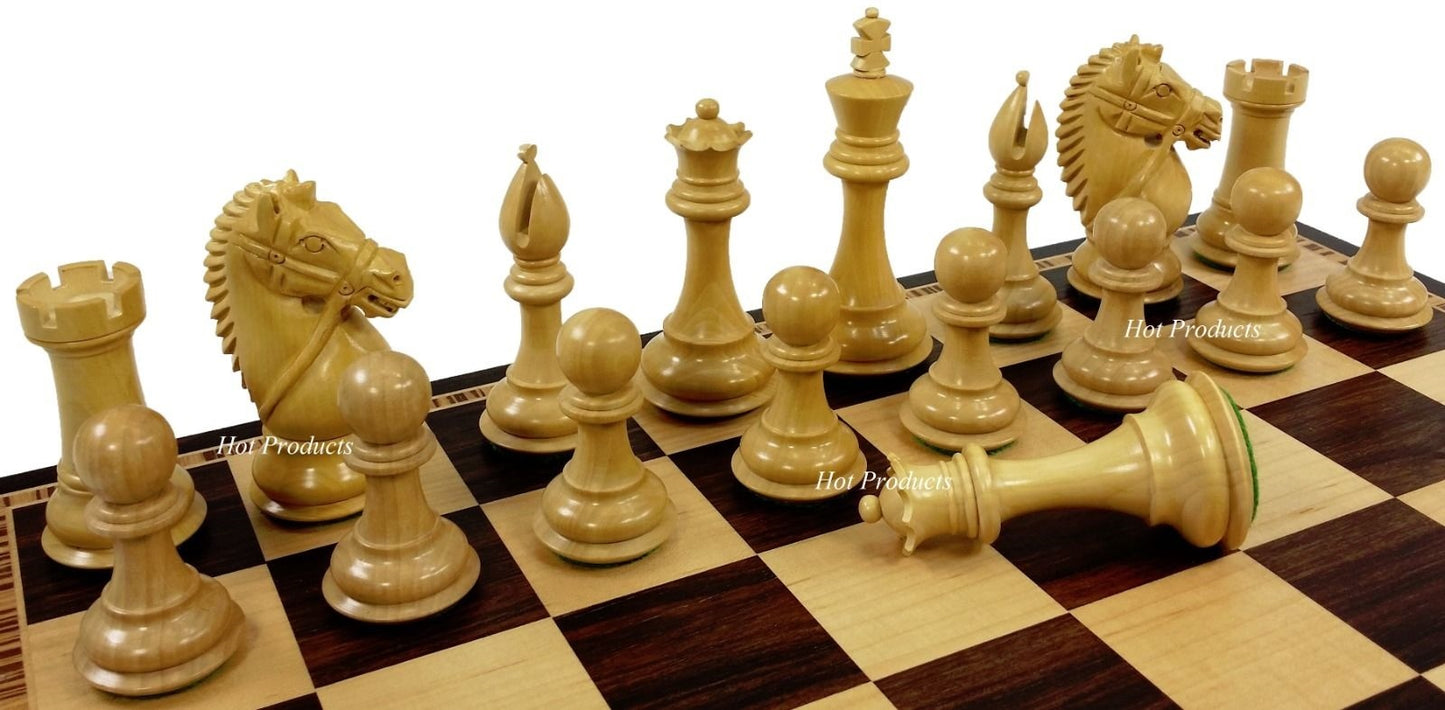 4" King Staunton GIANT BRIDLED Knight Chess Set & Storage Box 17" Ebony Board