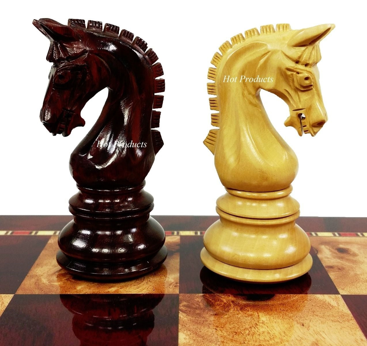 Bloodwood & Box Wood Large Staunton LUXURY Chess Set Cherry Color Storage Board