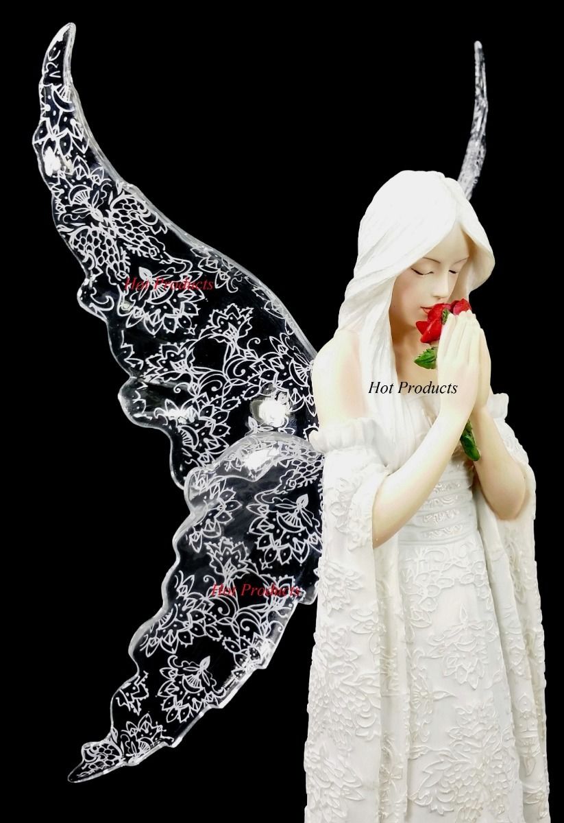 9 1/2 inch Anne Stokes ONLY LOVE REMAINS Guardian Angel Fairy Statue White