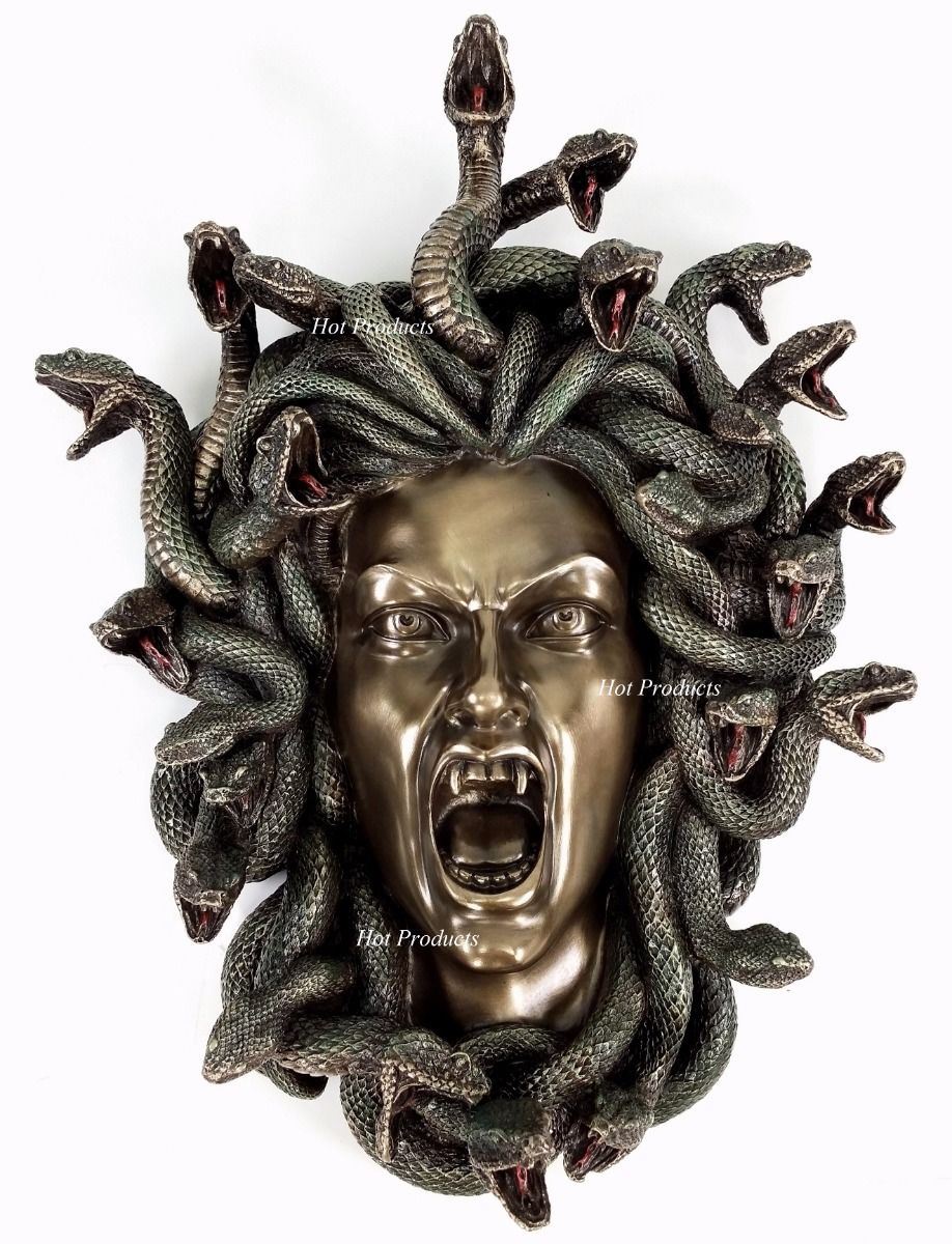 13 1/2" Medusa Head of Snakes Gothic Wall Decor Plaque Statue Bronze Finish