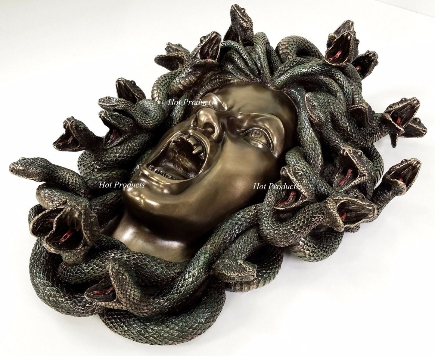 13 1/2" Medusa Head of Snakes Gothic Wall Decor Plaque Statue Bronze Finish