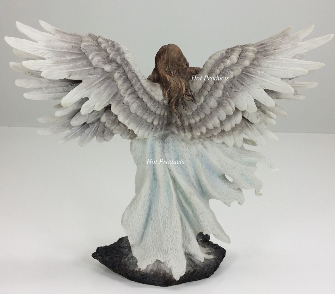 11" Six Winged Seraphim Guardian Angel W Serpent Statue Color Painted