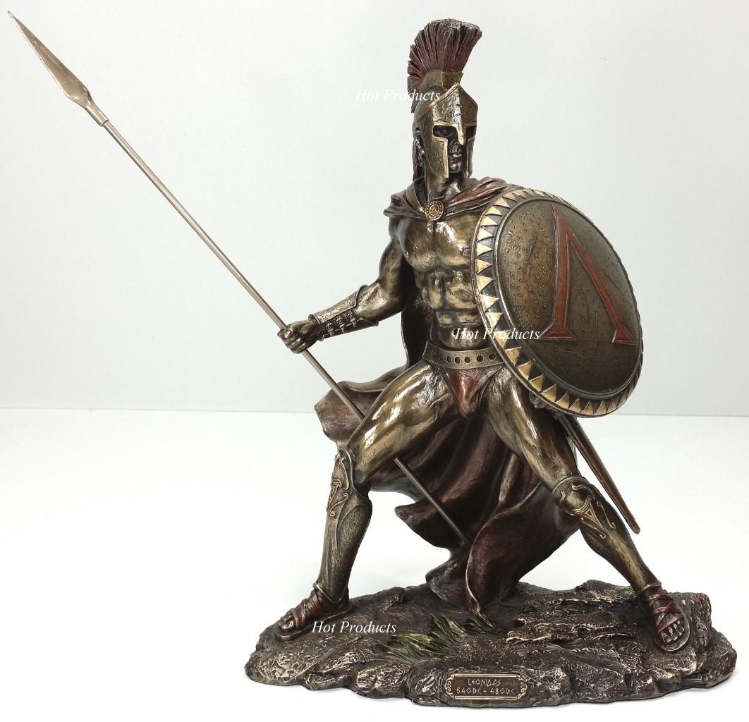 SET OF 3 SPARTAN GREEK LEONIDAS & WARRIOR W/ SWORD & SPEAR Statue Sculpture
