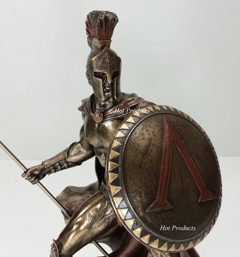 SET OF 3 SPARTAN GREEK LEONIDAS & WARRIOR W/ SWORD & SPEAR Statue Sculpture