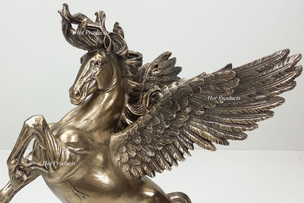 11" Pegasus Horse Rearing Greek Mythology Statue Sculpture Bronze Finish