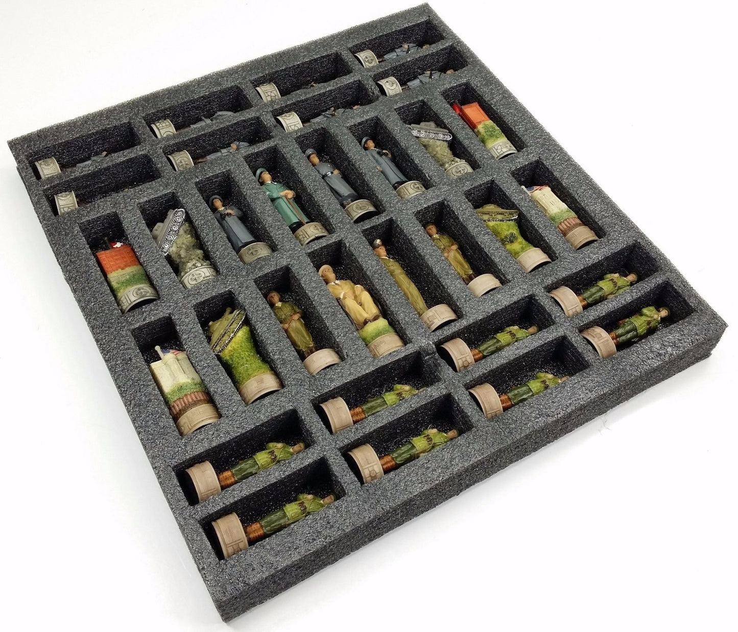 WW2 US GERMANY Chess Set W 18" WALNUT & BIRDSEYE MAPLE Color Board World War 2
