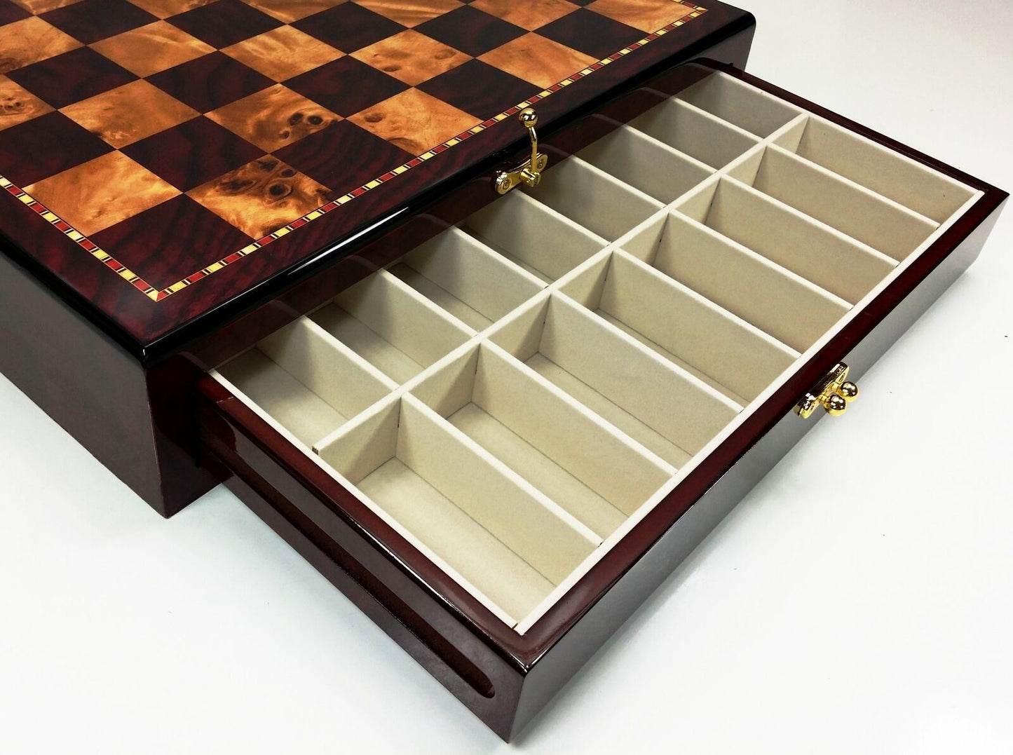 BLOOD ROSEWOOD STALLION KNIGHT Large Staunton Chess Set Cherry Color STORAGE Brd