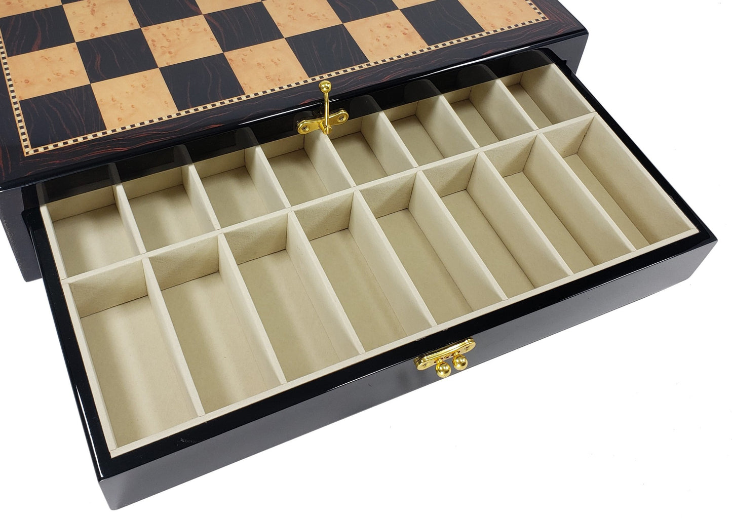 Medieval Times Crusades Red & White Maltese Chess Set Walnut Color Storage Board