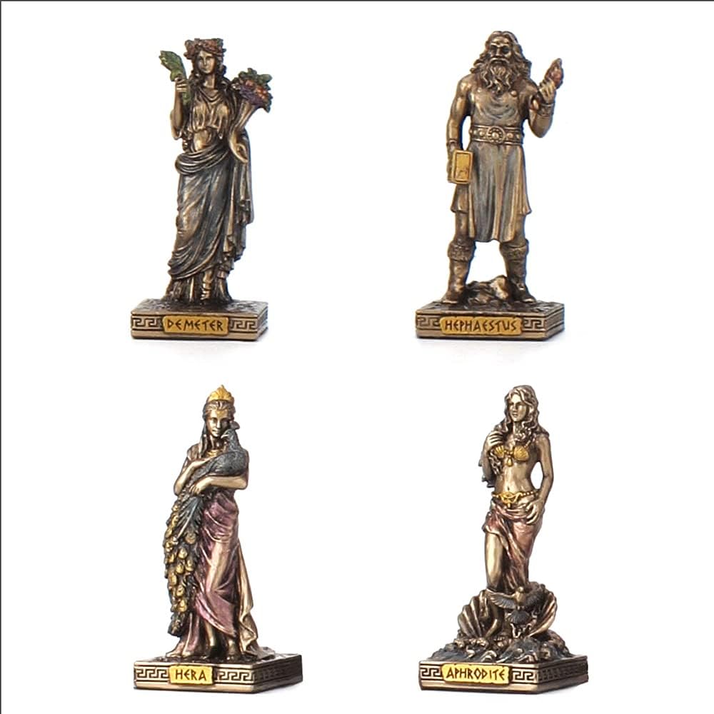 12 Pc 3.5" Greek Olympian Gods Mythology Figurine Statue Set Bronze Color