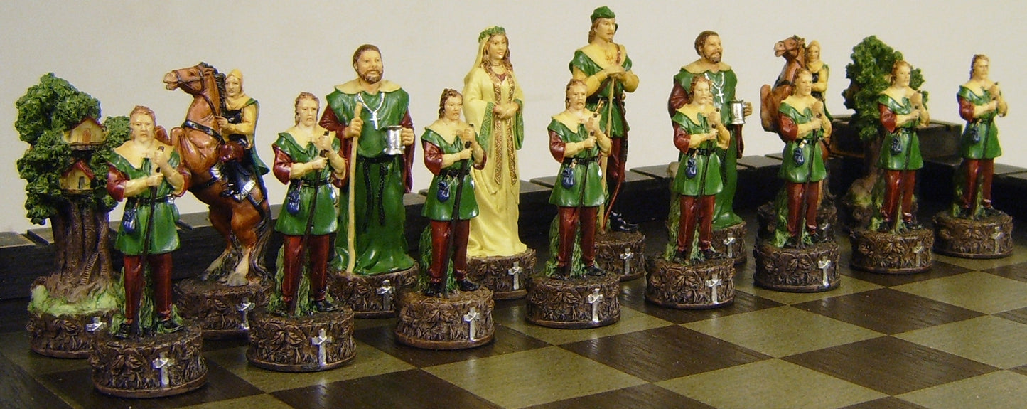 Medieval Times ROBIN HOOD vs Sherriff of Nottingham Chess Set W/ Castle Board