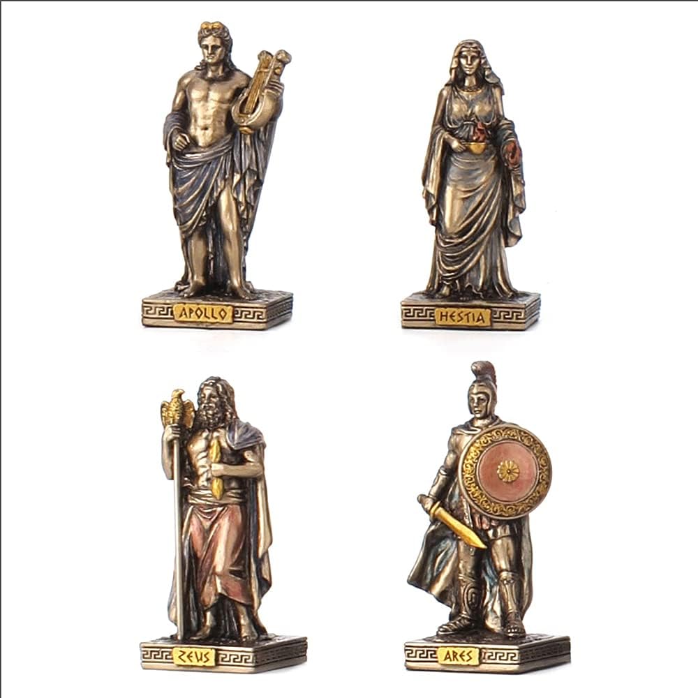 12 Pc 3.5" Greek Olympian Gods Mythology Figurine Statue Set Bronze Color
