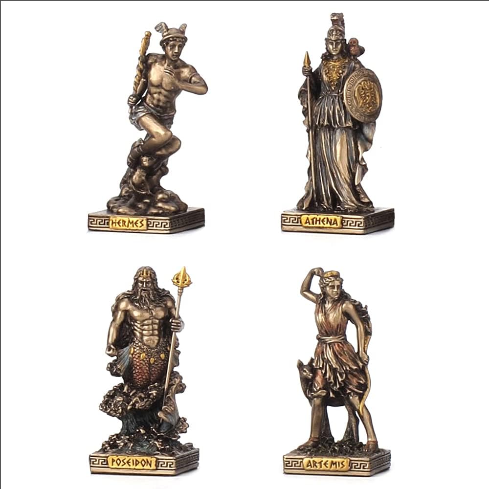 12 Pc 3.5" Greek Olympian Gods Mythology Figurine Statue Set Bronze Color