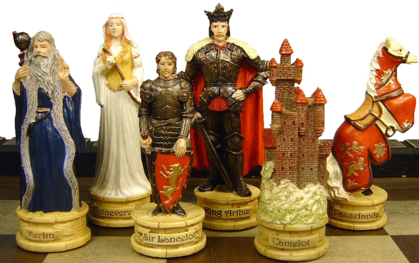 Medieval Times Camelot King Arthur / Sir Lancelot Knights Chess Set Castle Board