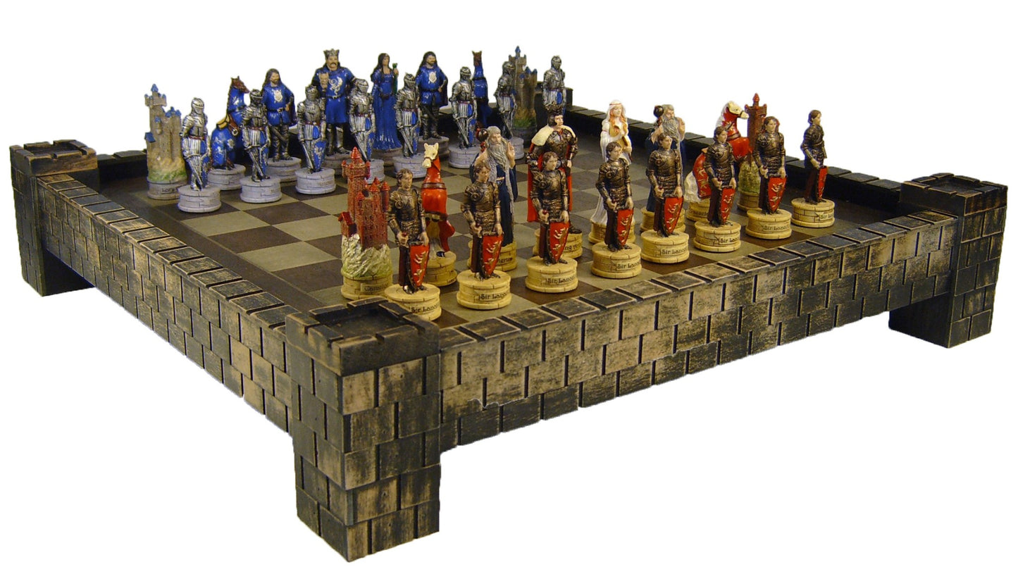 Medieval Times Camelot King Arthur / Sir Lancelot Knights Chess Set Castle Board