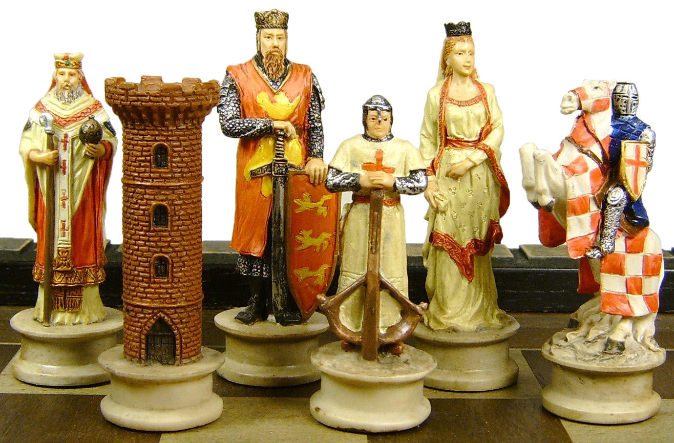 Medieval Times Crusades Arabian vs Christian Knights Chess Set W/ Castle Board