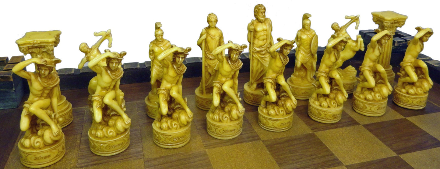 Zeus & Hera Greek Roman Mythology Gods Chess Set with 17" Castle Fortress Board