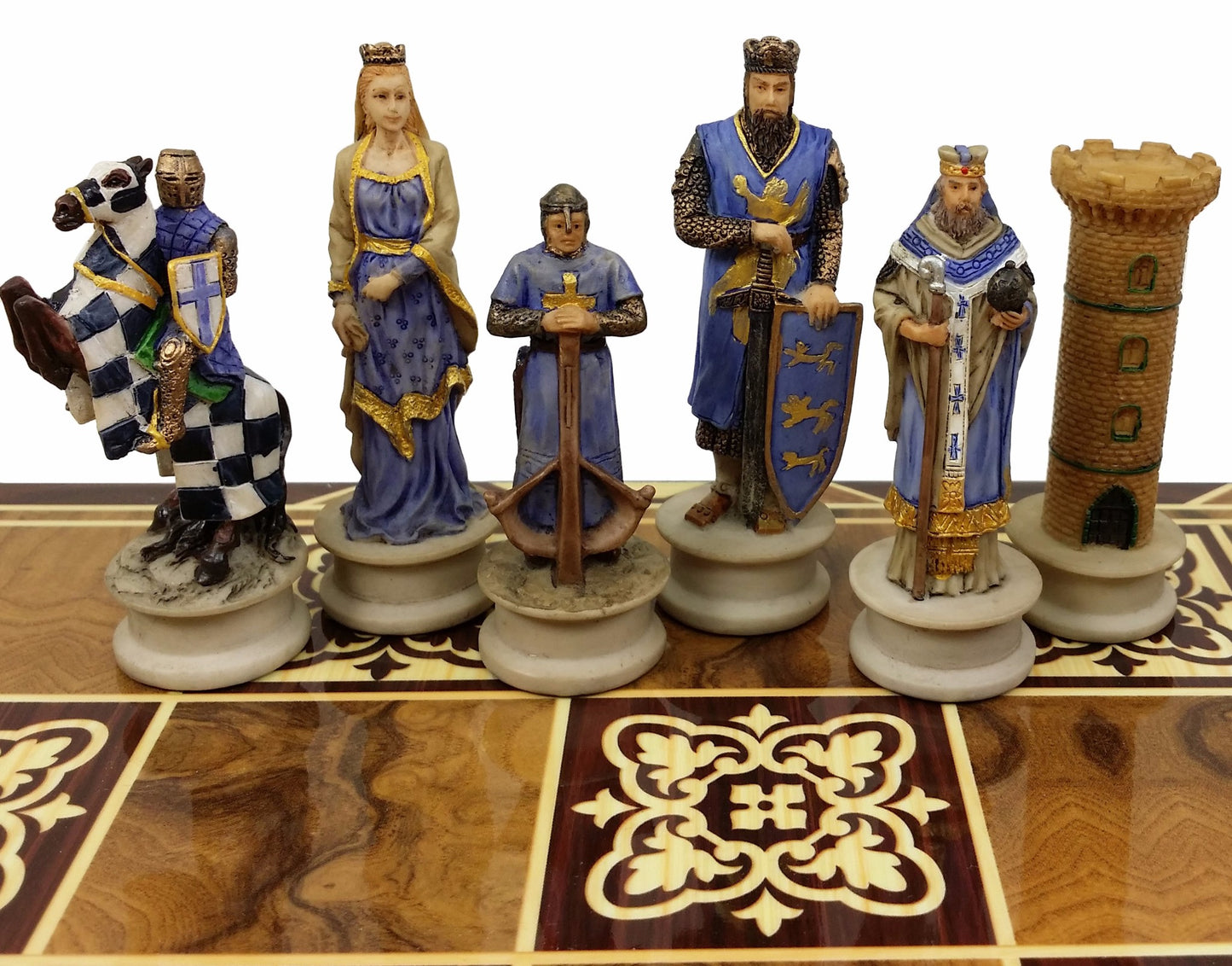 Medieval Times Crusades King Richard Knights Painted W/ 17" Burlwood Color Board