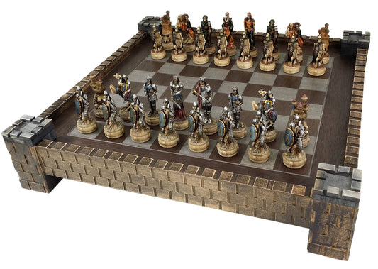 Skeleton Slayer Gothic Fantasy Skull Chess Men Set W/ Castle Fortress Board