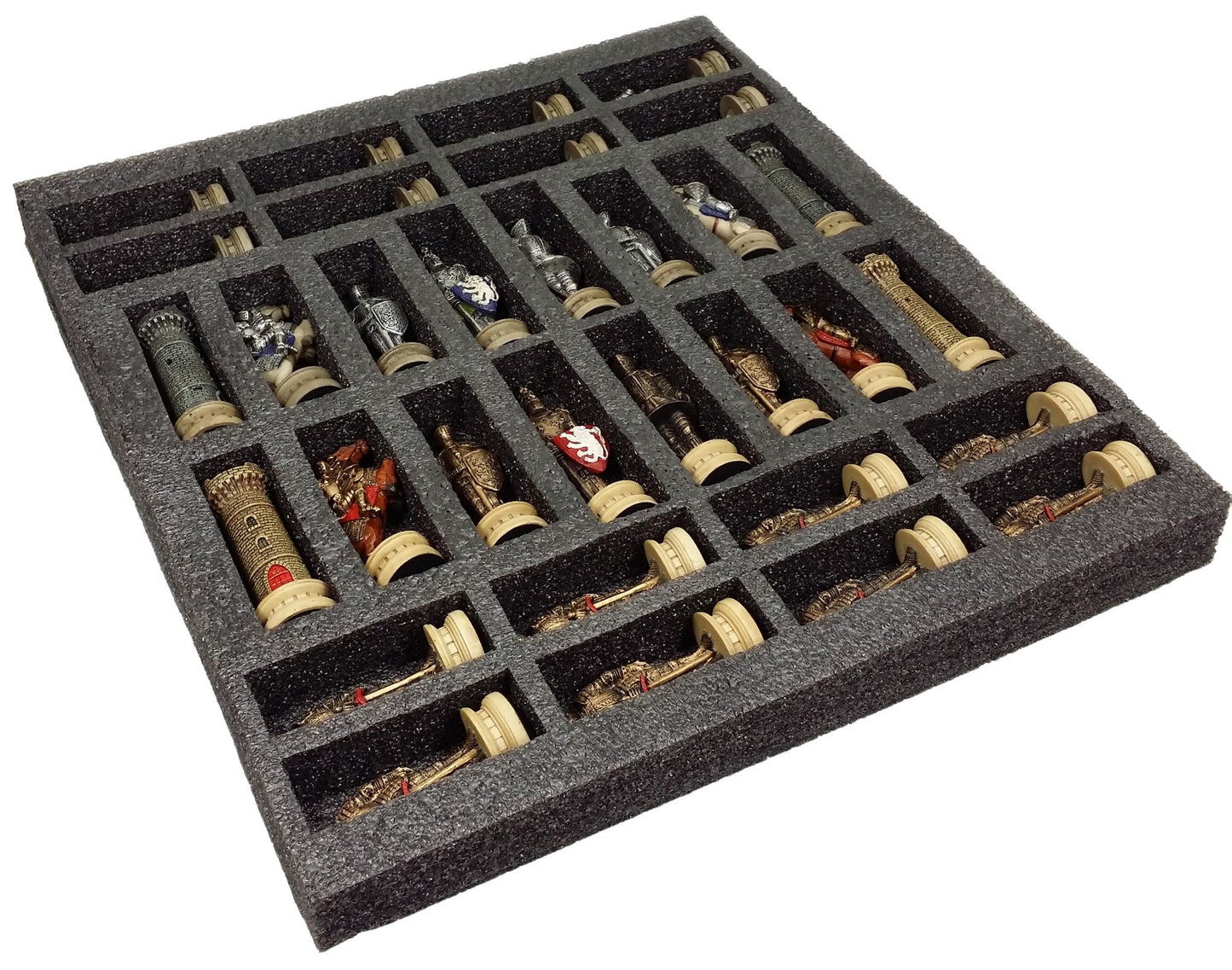 Medieval Times Crusades Armored Warrior Knight Chess Set 14' Mosaic Color Board