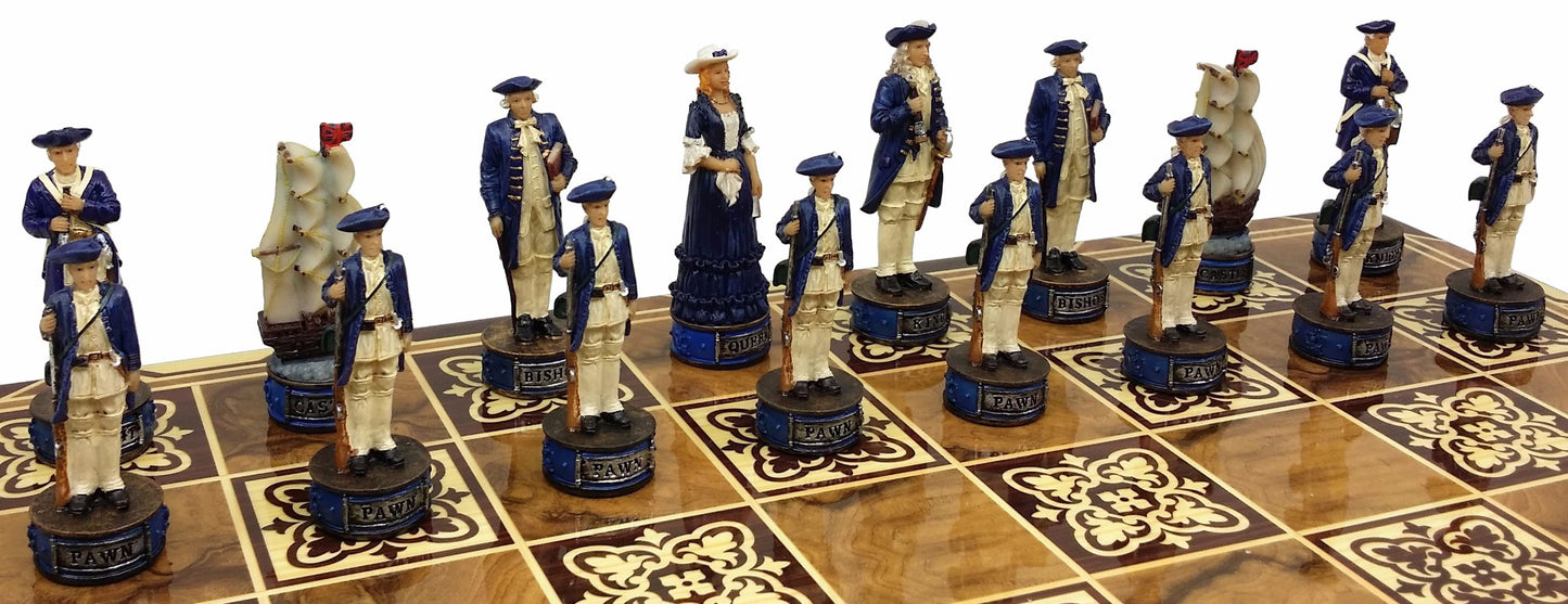 Pirates vs Royal Navy Chess Set W/ 17" Burlwood Color Board