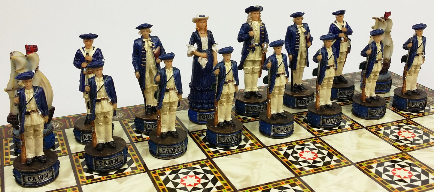 Pirates vs Royal Navy Pirate Chess Set W/ 14 1/2" Mosaic Color Board